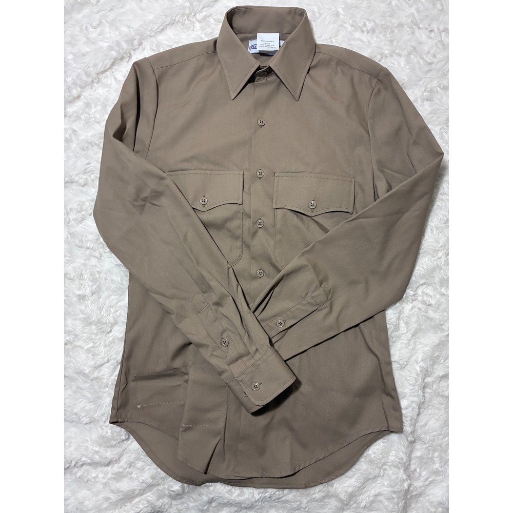 Mens US Military Issued Tan‎ Uniform Shirt L/S 14.5 34/35 MP349874 US Army Gear